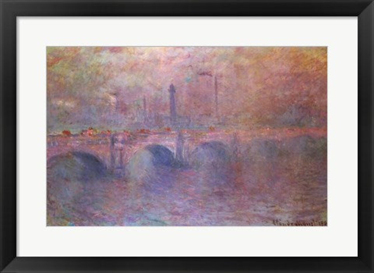 Framed Art The Thames at Waterloo Bridge, 1903 by Claude Monet Wall Decor 18x24 Artwork